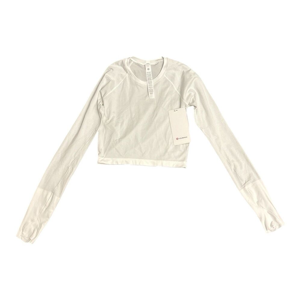 Lululemon Women’s Swiftly Tech Cropped Long Sleeve 2.0 Shirt White Sz 6 New $78
